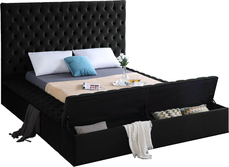 Bliss Black Velvet Queen Bed (3 Boxes)