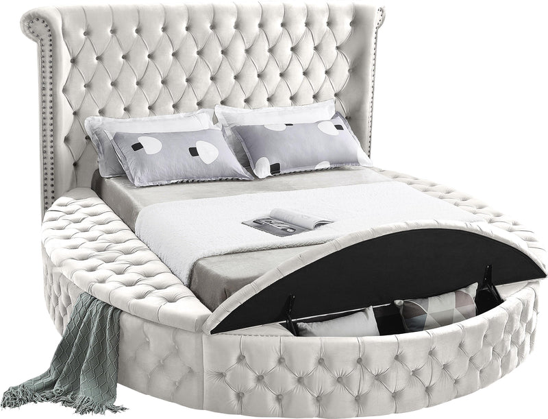 Luxus Cream Velvet Queen Bed (3 Boxes)