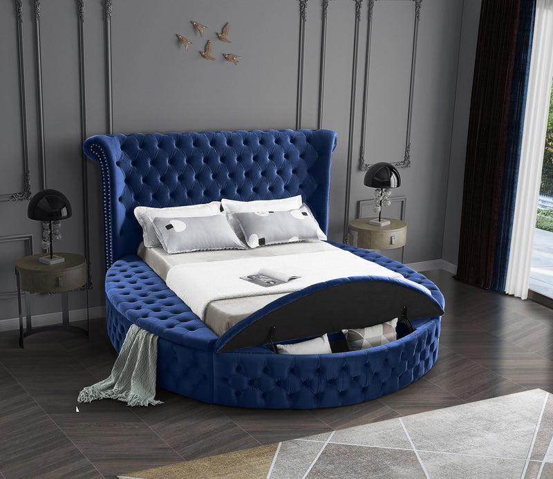 Luxus Navy Velvet Queen Bed (3 Boxes)