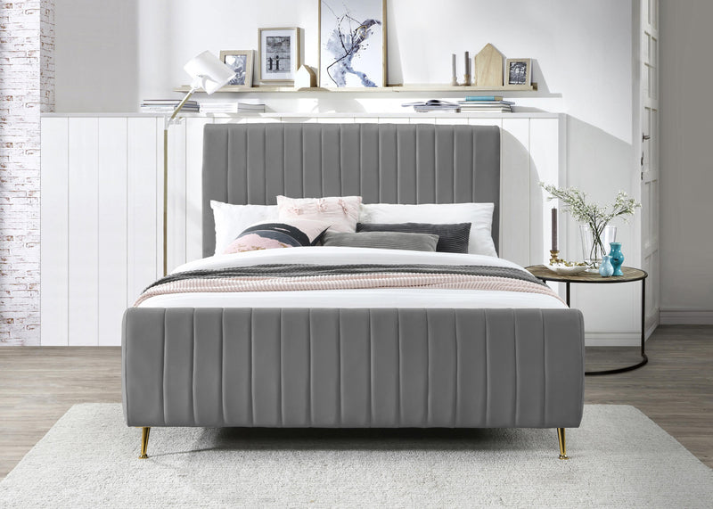 Zara Grey Velvet King Bed (3 Boxes)