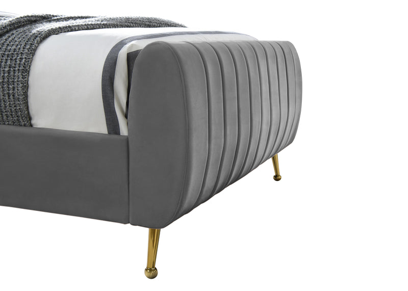 Zara Grey Velvet Queen Bed (3 Boxes)