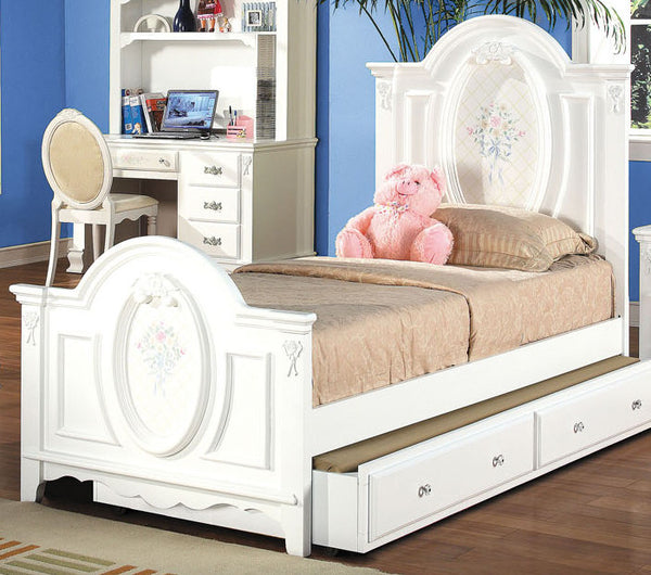 Acme Flora Full Panel Bed in White 01677F image