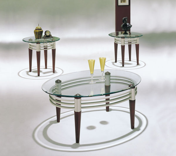 Marseille Cherry, Silver & Clear Glass Coffee/End Table Set (3Pc) image