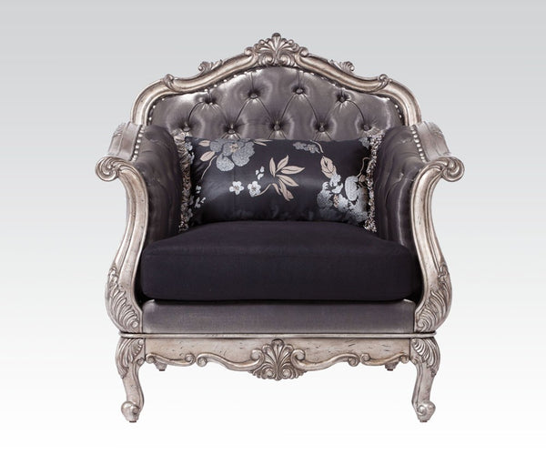Acme Chantelle Living Room Chair w/Pillow in Antique Platinum 51542 image