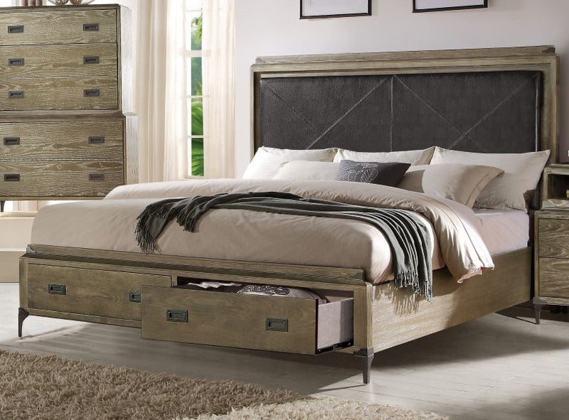 Acme Athouman Queen Panel Storage Bed in Weathered Oak 23920Q image