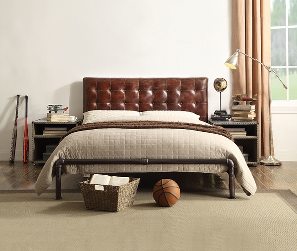 Brancaster Vintage Brown Top Grain Leather Queen Bed image
