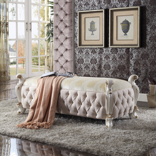 Picardy Fabric & Antique Pearl Bench image