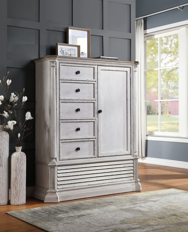 York Shire Antique White & Dark Charcoal Armoire image