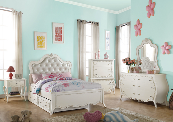 Edalene PU & Pearl White Full Bed image