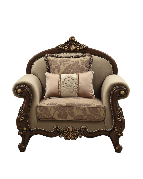Mehadi Velvet & Walnut Chair & 2 Pillows image