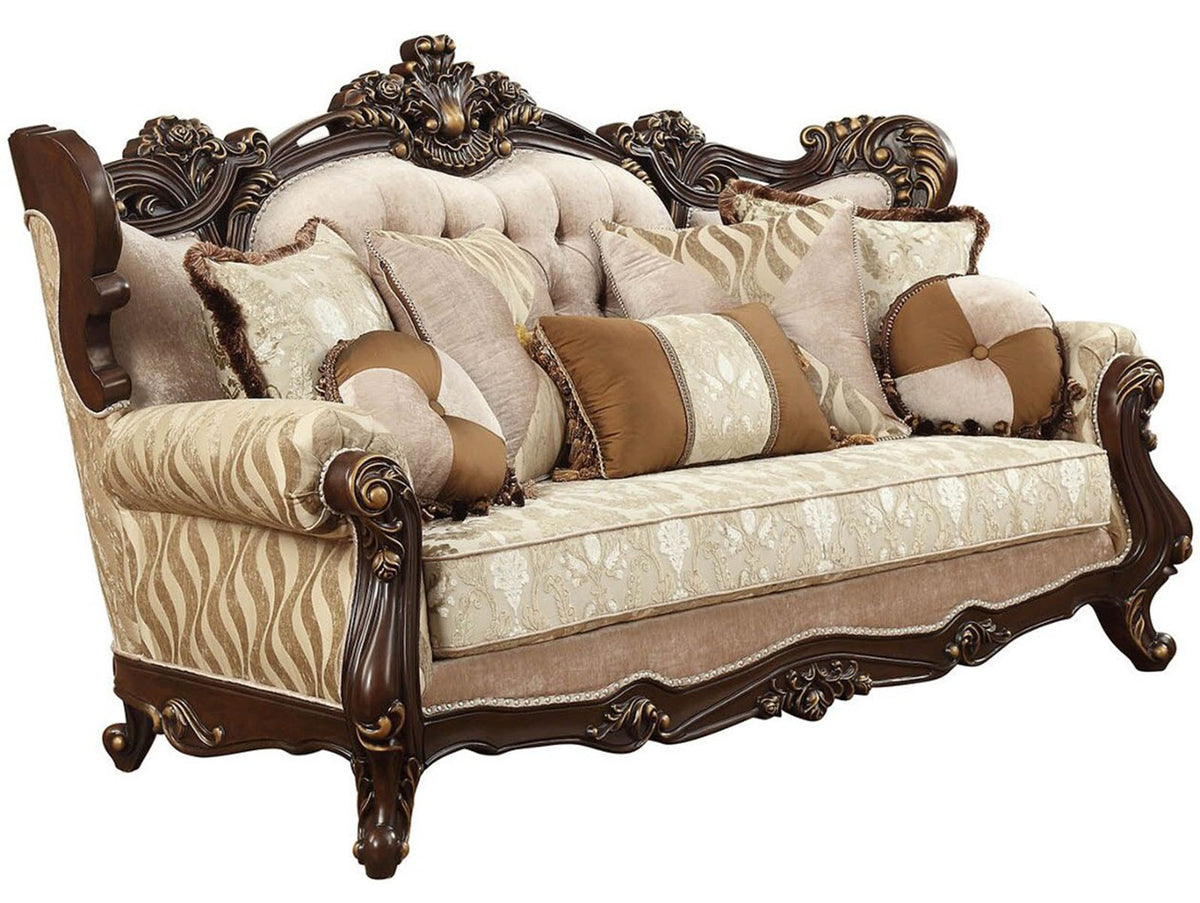 Acme Furniture Shalisa Sofa with 7 Pillows in Walnut 51050 Acme Furniture Shalisa Sofa with 7 Pillows in Walnut 51050