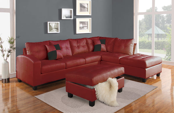 Kiva Red Bonded Leather Match Sectional Sofa w/2 Pillows image