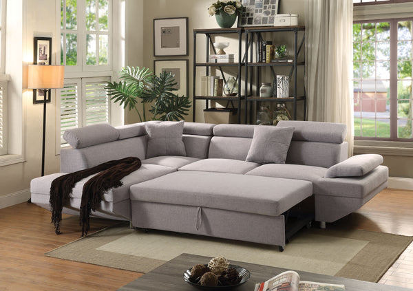 Jemima Gray Fabric Sectional Sofa w/Sleeper image