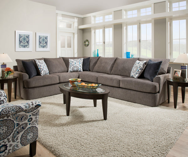 Firminus 2-Tone Brown Chenille Sectional Sofa (w/6 Pillows) image