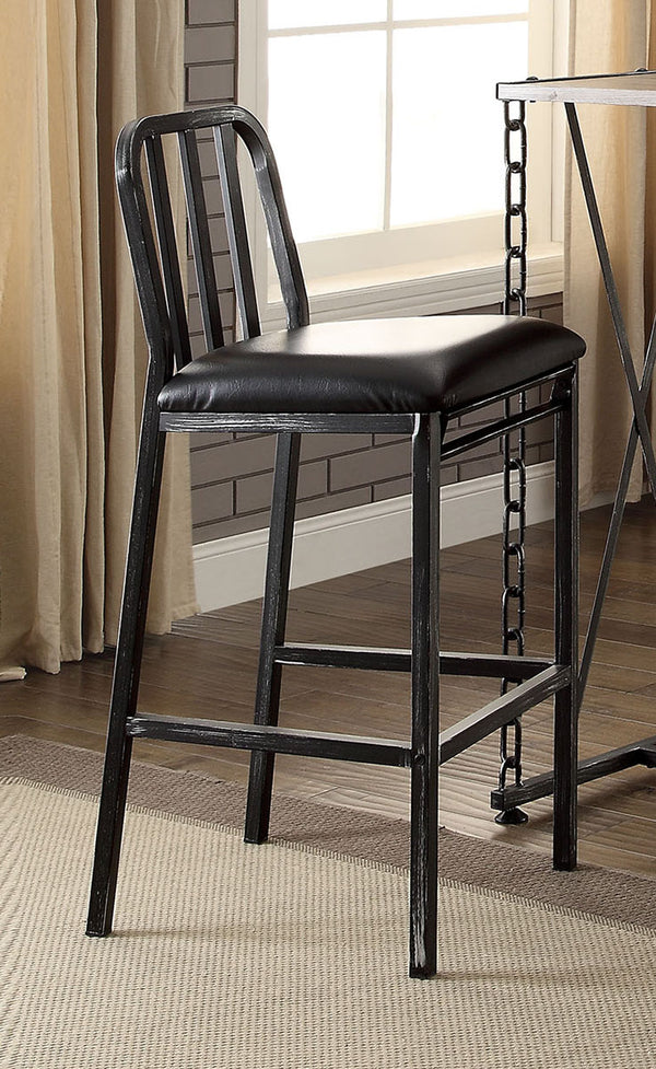 Acme Furniture Jodie Bar Chair in Black PU and Antique Black (Set of 2) 71992 image