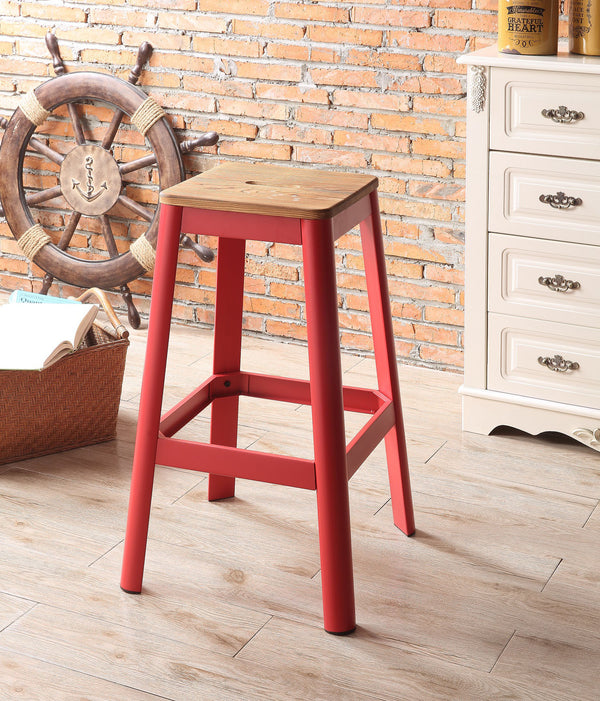 Jacotte Natural & Red Bar Stool (1Pc) image