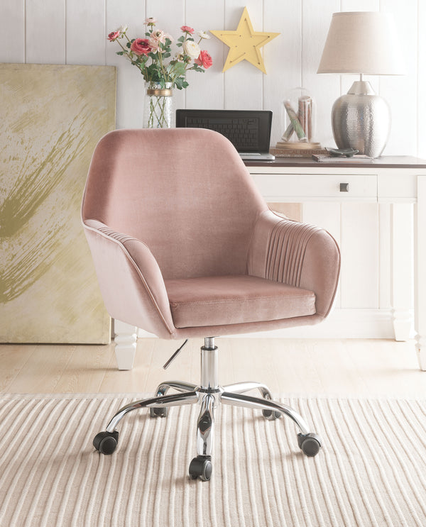 Eimer Peach Velvet & Chrome Office Chair image