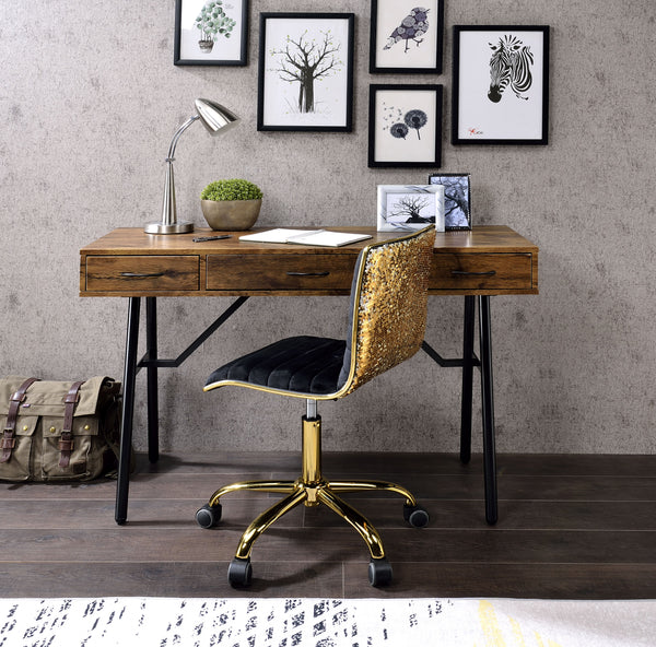Jalia Rustic Oak & Black Desk image