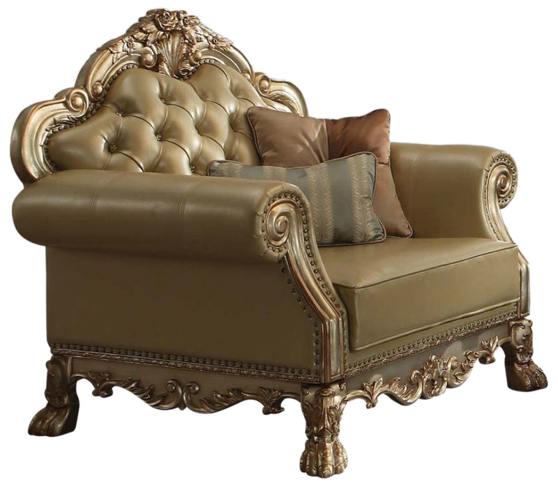 Acme Dresden Chair w/ 2 Pillows in Gold Patina 53162 image