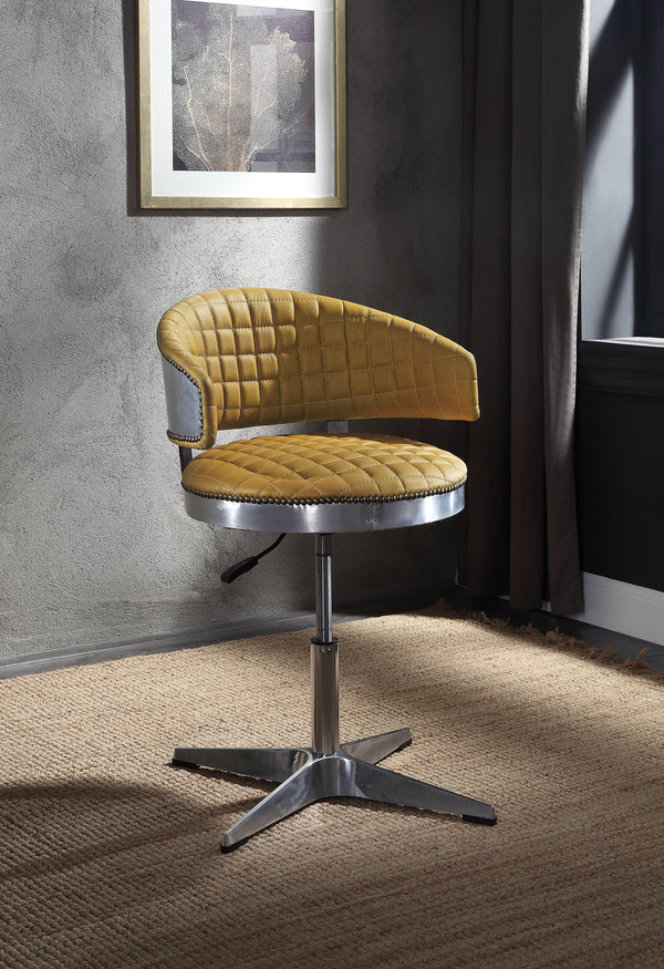 Brancaster Turmeric Top Grain Leather & Chrome Adjustable Chair w/Swivel image