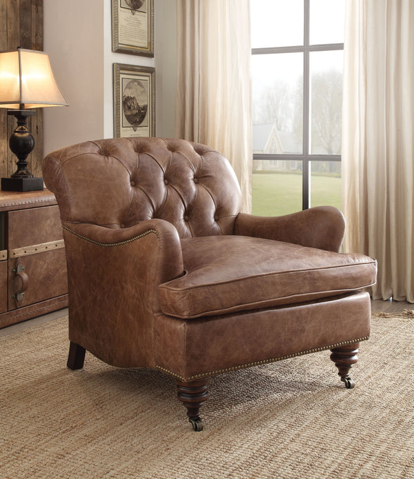 Durham Retro Brown Top Grain Leather Accent Chair image