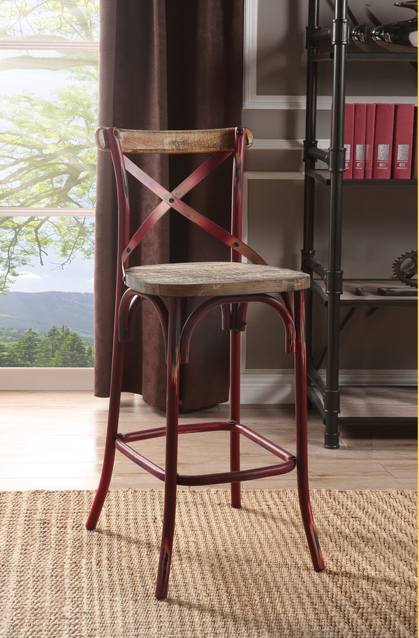 Zaire Antique Red & Antique Oak Bar Chair (1Pc) image