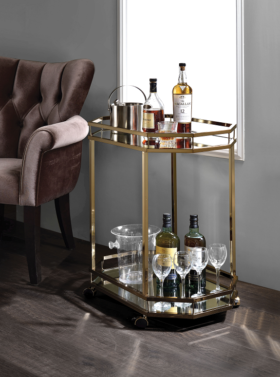 Lacole Champagne & Mirror Serving Cart image