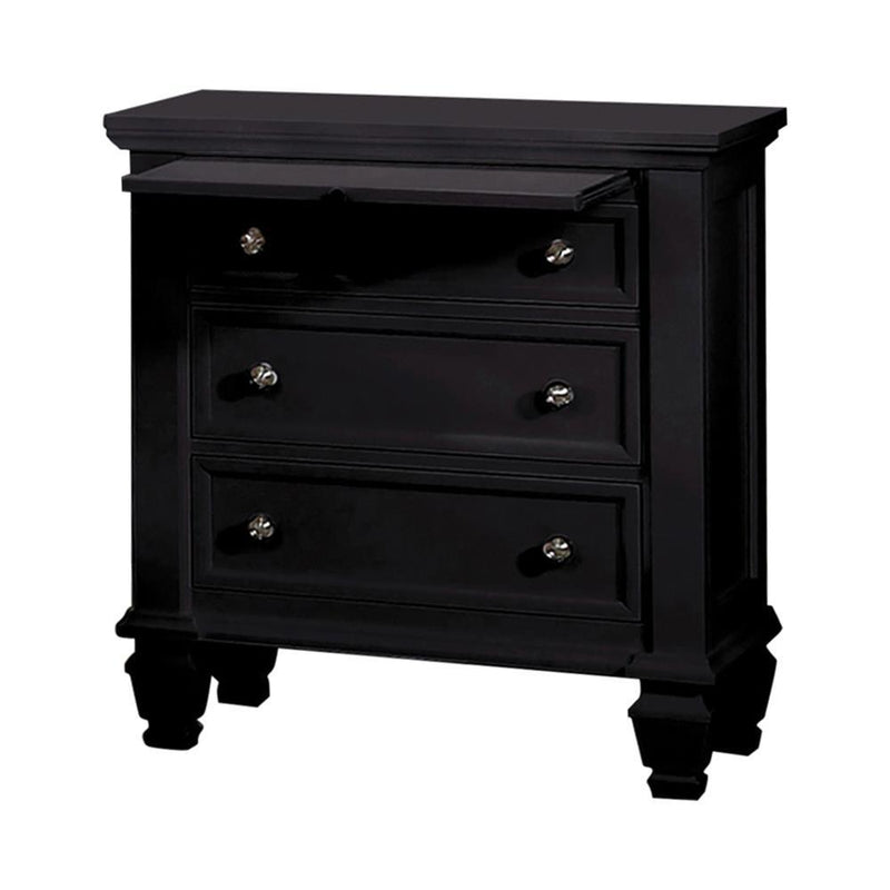 Sandy Beach Black Three-Drawer Nightstand With Tray image