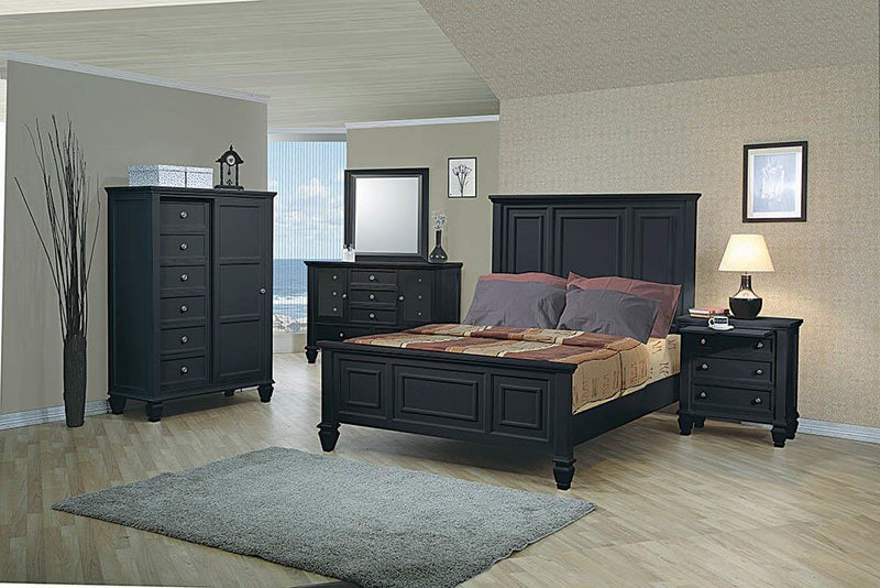 Sandy Beach Queen Panel Bed with High Headboard Black image