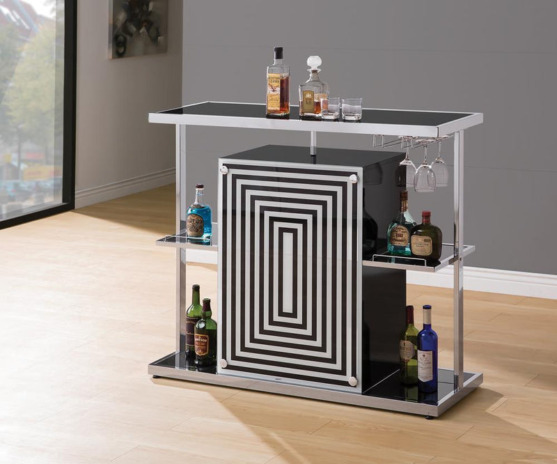 G130076 Contemporary Glossy Black Bar Unit image