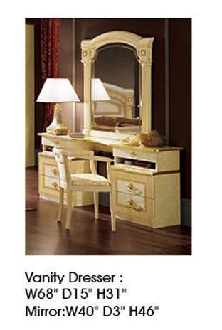 ESF Furniture Aida Vanity Dresser in Ivory w/ Gold image