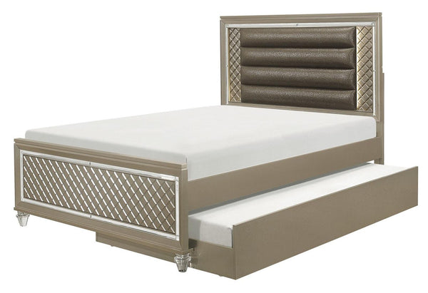 Homelegance Furniture Youth Loudon Twin Platform with Trundle Bed in Champagne Metallic image