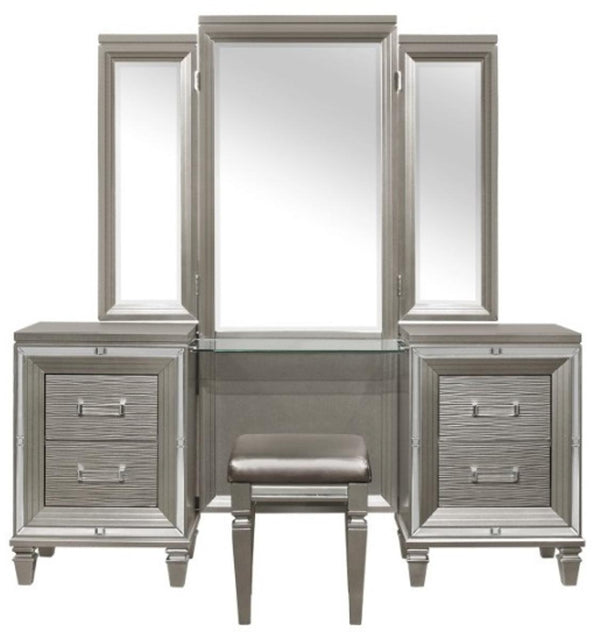 Homelegance Tamsin 3pcs Vanity Dresser with Mirror in Silver Grey Metallic 1616-15 image