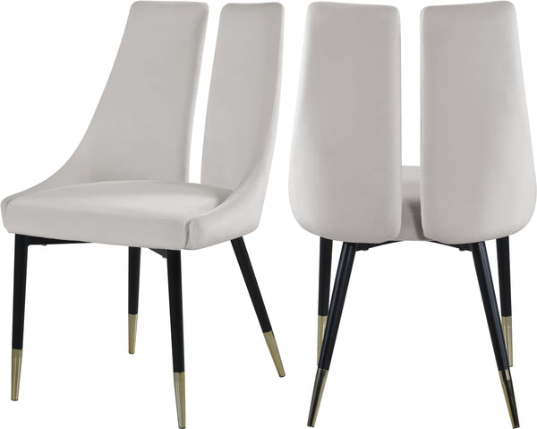 Sleek Cream Velvet Dining Chair image