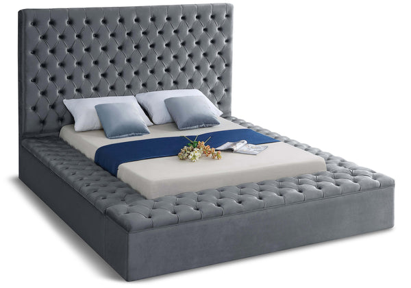 Bliss Grey Velvet Queen Bed (3 Boxes) image