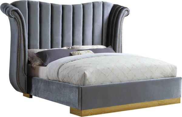 Flora Grey Velvet King Bed (3 Boxes) image