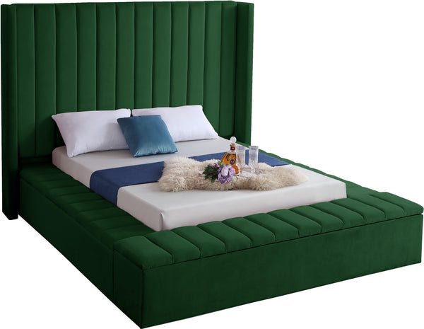 Kiki Green Velvet Queen Bed (3 Boxes) image