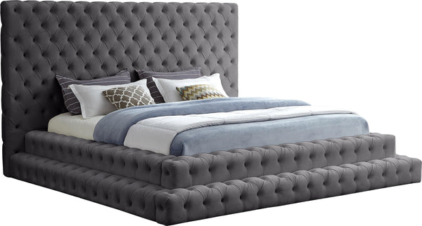 Revel Grey Velvet King Bed (3 Boxes) image