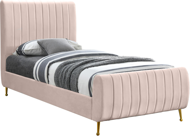 Zara Pink Velvet Twin Bed (3 Boxes) image