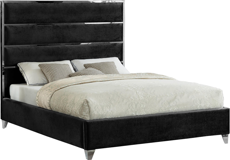 Zuma Black Velvet Queen Bed image