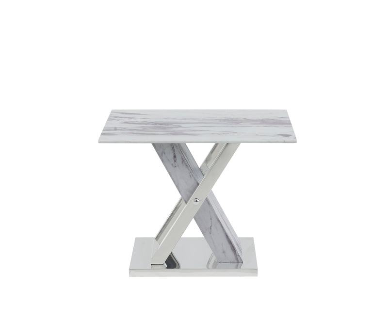 End Table Faux Marble and Stainless Steel image
