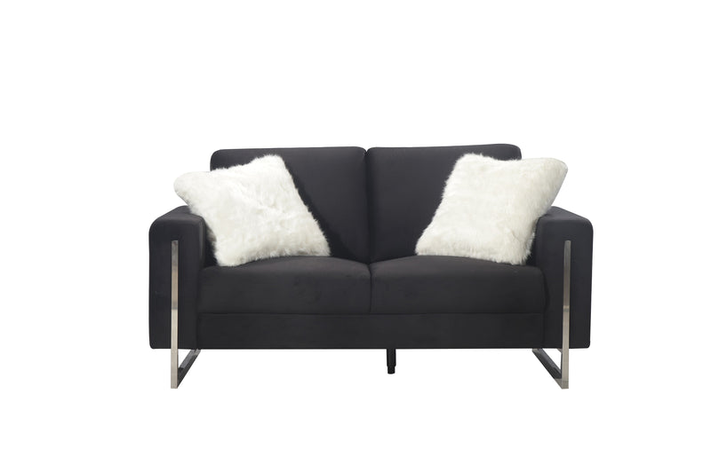 Black Loveseat with 2 Pillows image